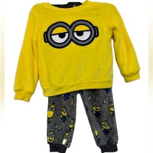 fun Kids Pajama Set with Yellow Top and Gray Pants